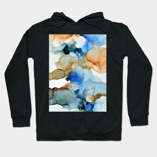 Orange and Blue Abstract Art Hoodie by MyAbstractInk